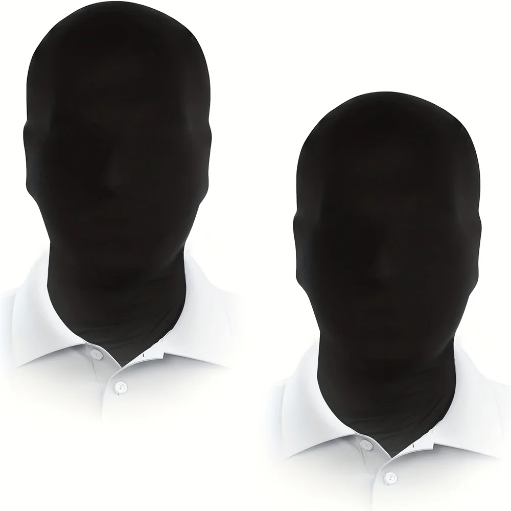 2 Pcs Full Face Mask,Faceless Masquerade Mask, Adult Black Face Mask Unisex Standard Seamless Fetish Hoods for Halloween Cosplay