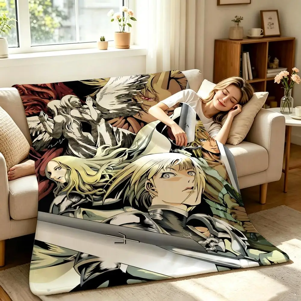 Anime C-Claymore Throw Soft Warm Flannel Throw Blanket, Multi-use for Sofa Bed Office Nap