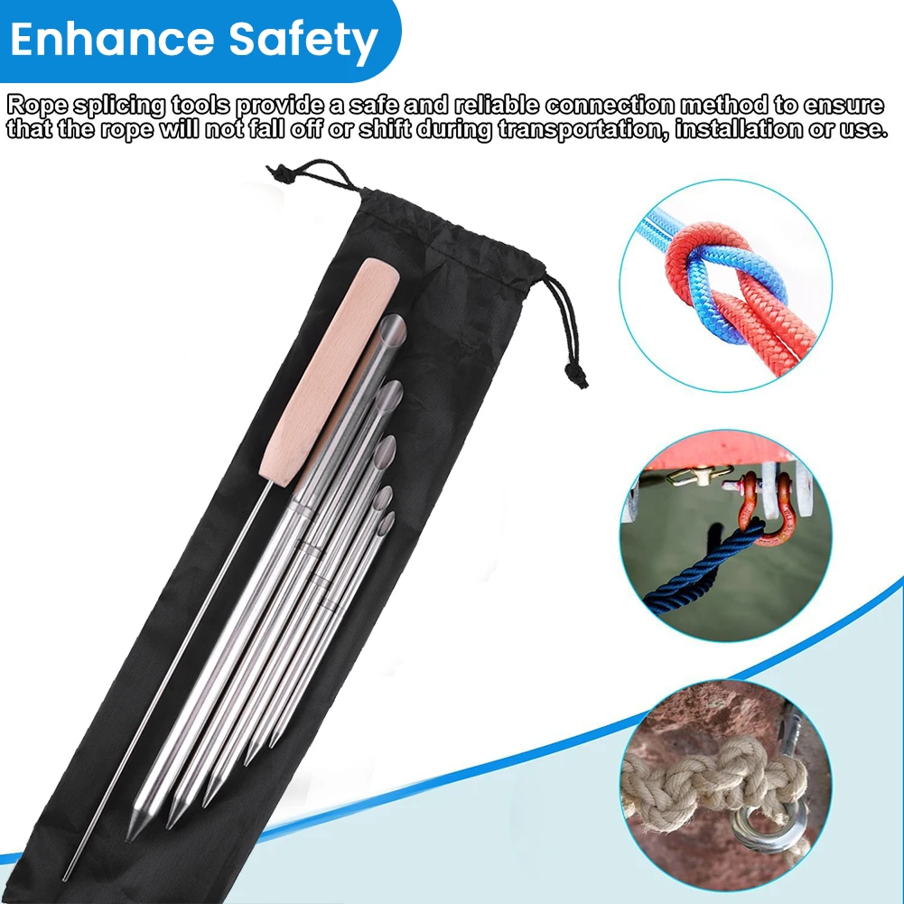 6Pcs/set Stainless Steel Rigging Accessories Outdoor Activities Multiple Sizes Rope Splicing Tool Kit Rope Splicing Tool For DIY