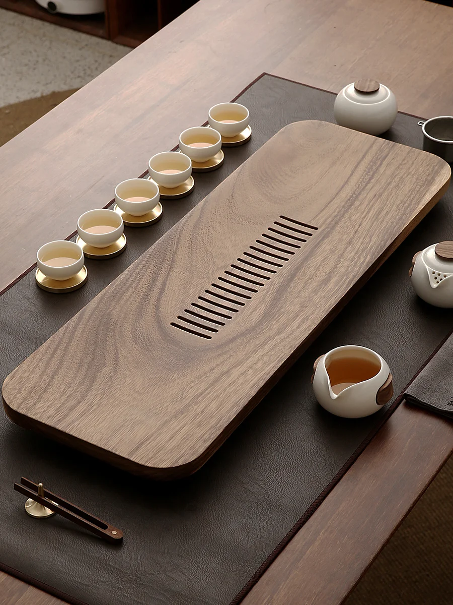 Black Walnut Tea Plate Solid Wood Household Simple Japanese Small Tea Table Whole Block Drainage Tea Sea Kung Fu Tea Set