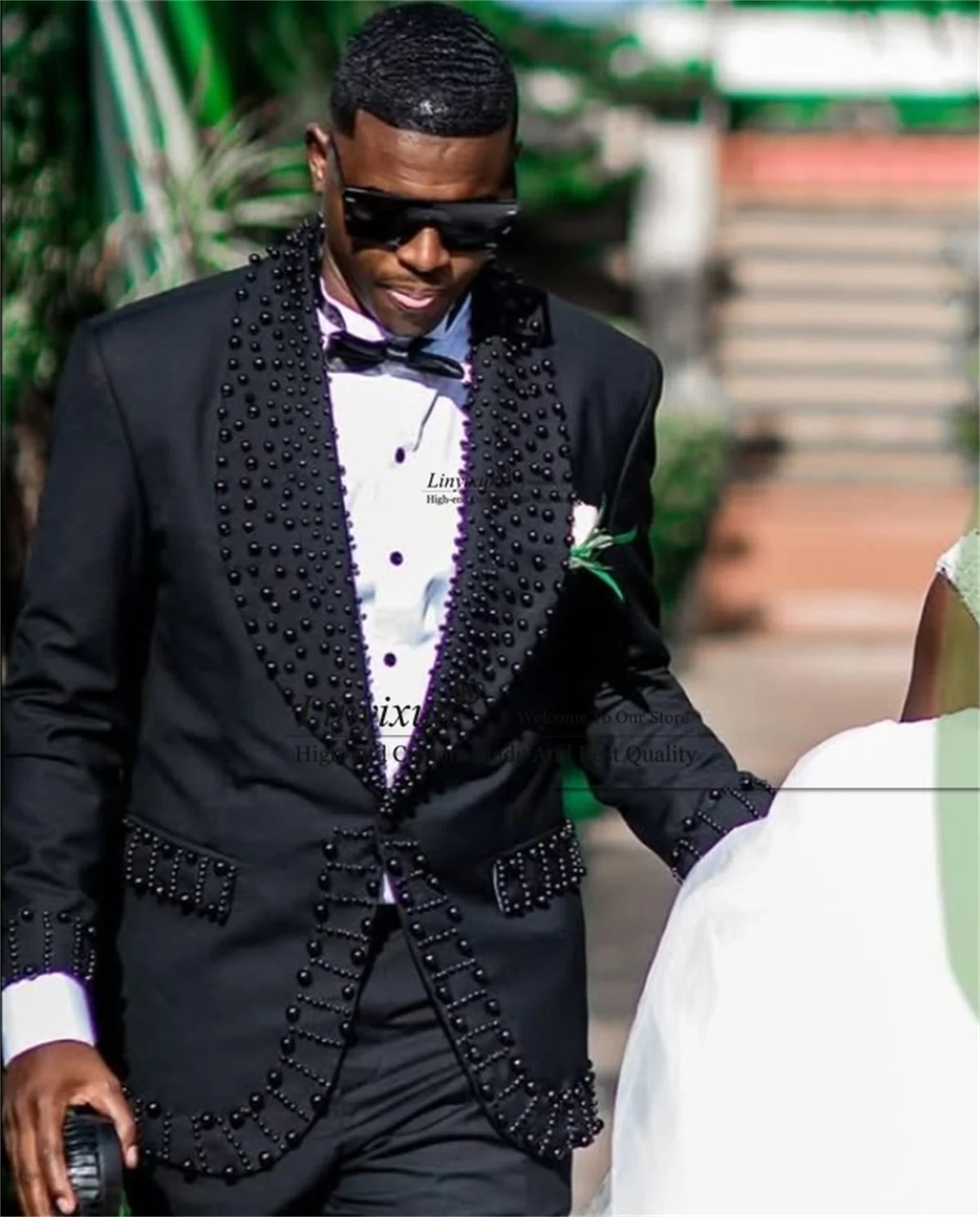 

Потрясающие мужские костюмы с бисером и жемчугом по индивидуальному заказу Ropa hombre Slim Fit с шалью и лацканами Мужской пиджак для выпускного вечера Комплекты из 2 предметов Свадебные смокинги для жениха