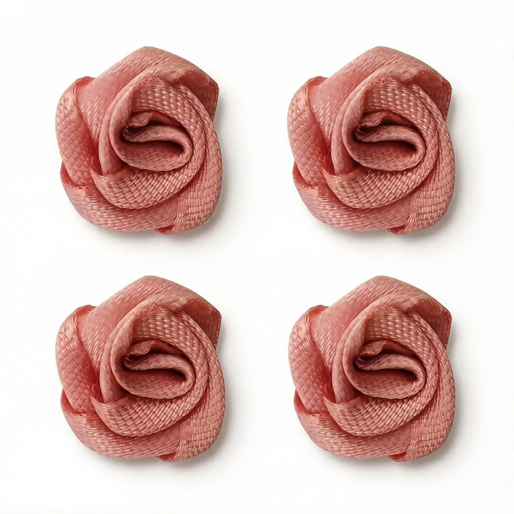 (100 Pcs/pack) 10*10mm Mini Fresh Pink Ribbon Flowers Small Size Satin Ribbon Artificial Flower Craft Festive Party Decoration