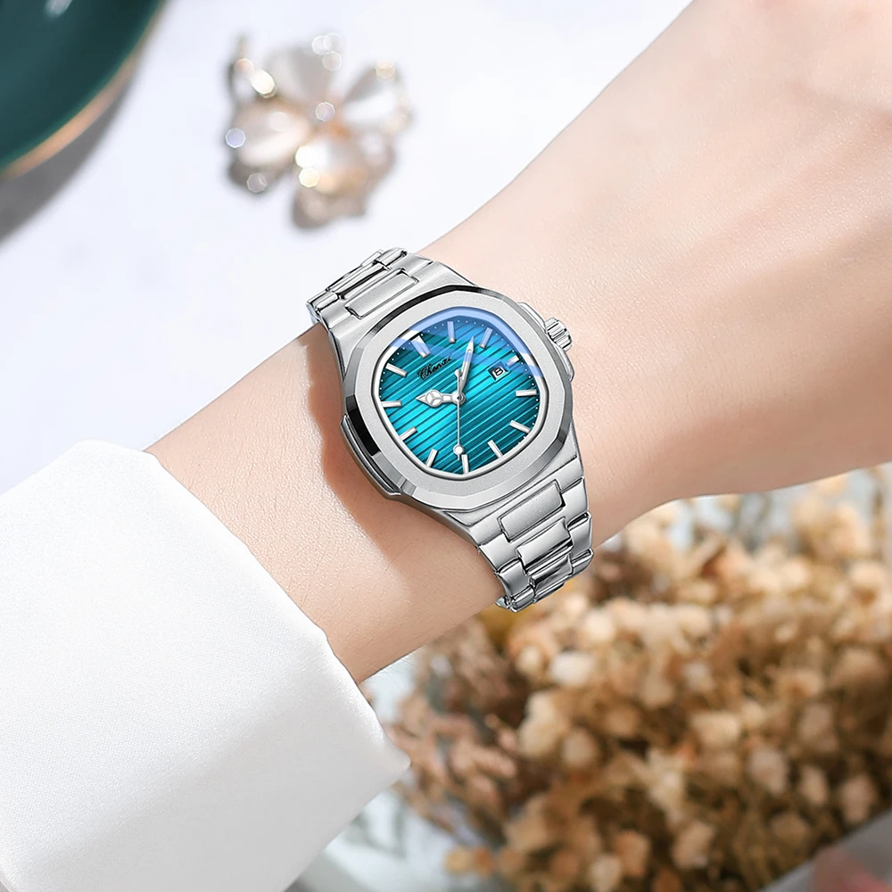 CHENXI Fashion Couples Watches Waterproof Silver Quartz Lover Wristwatches Set Calendar Luminous Couple Watch for Men Women