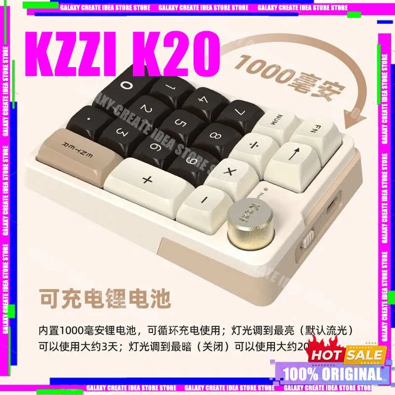 

New Kzzi K20 Mini Keypad Bluetooth Wireless Three Mode Mechanical Keyboard Office E-sports Gaming Gamer Low Delay Custom Numpad
