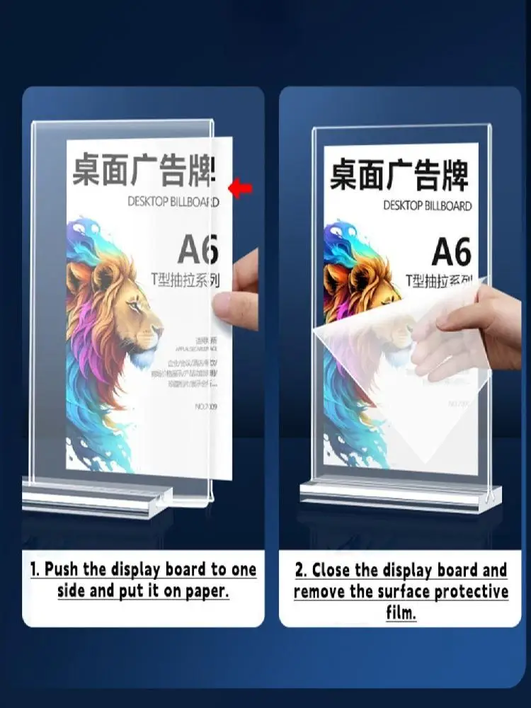 Duurzame A4/A5/A6 Bureau Display Stand Acryl Transparant Prijs Label Display Rack Dubbelzijdig Clear Foto Houder Restaurant - afbeelding 2