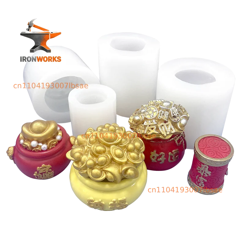 Cornucopia lucky bag ingot candle mold three-dimensional gypsum kneading silicone mold, lucky scented candle abrasive tool
