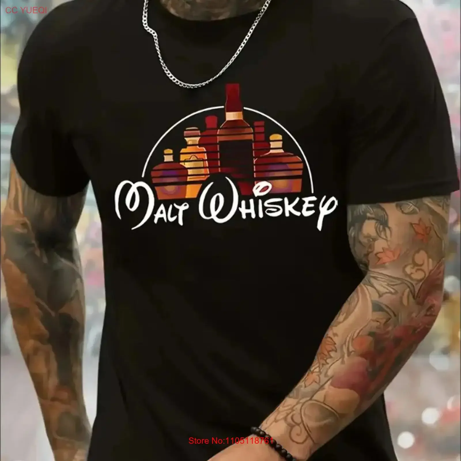 Men Malt Whiskey Print T Shirt Round Neck vintage Washed Breathable Stylish Unisex Top For Everyday Wear Comfortable Casual