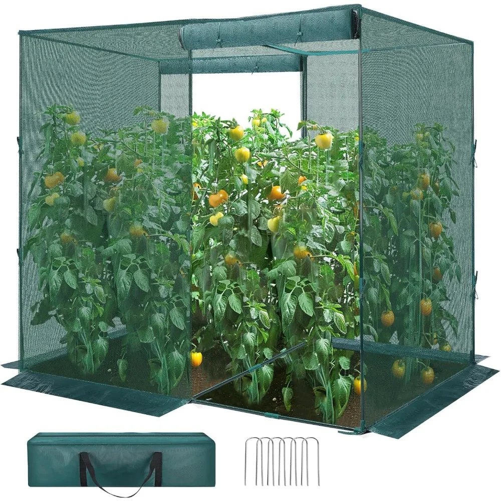 

Crop Cage, 4' x 8' Plant Protection Tent with 2 Zippered Doors, 6 Ground Staples, Steel Frame, Plant Outdoor Cage, Storage Bags