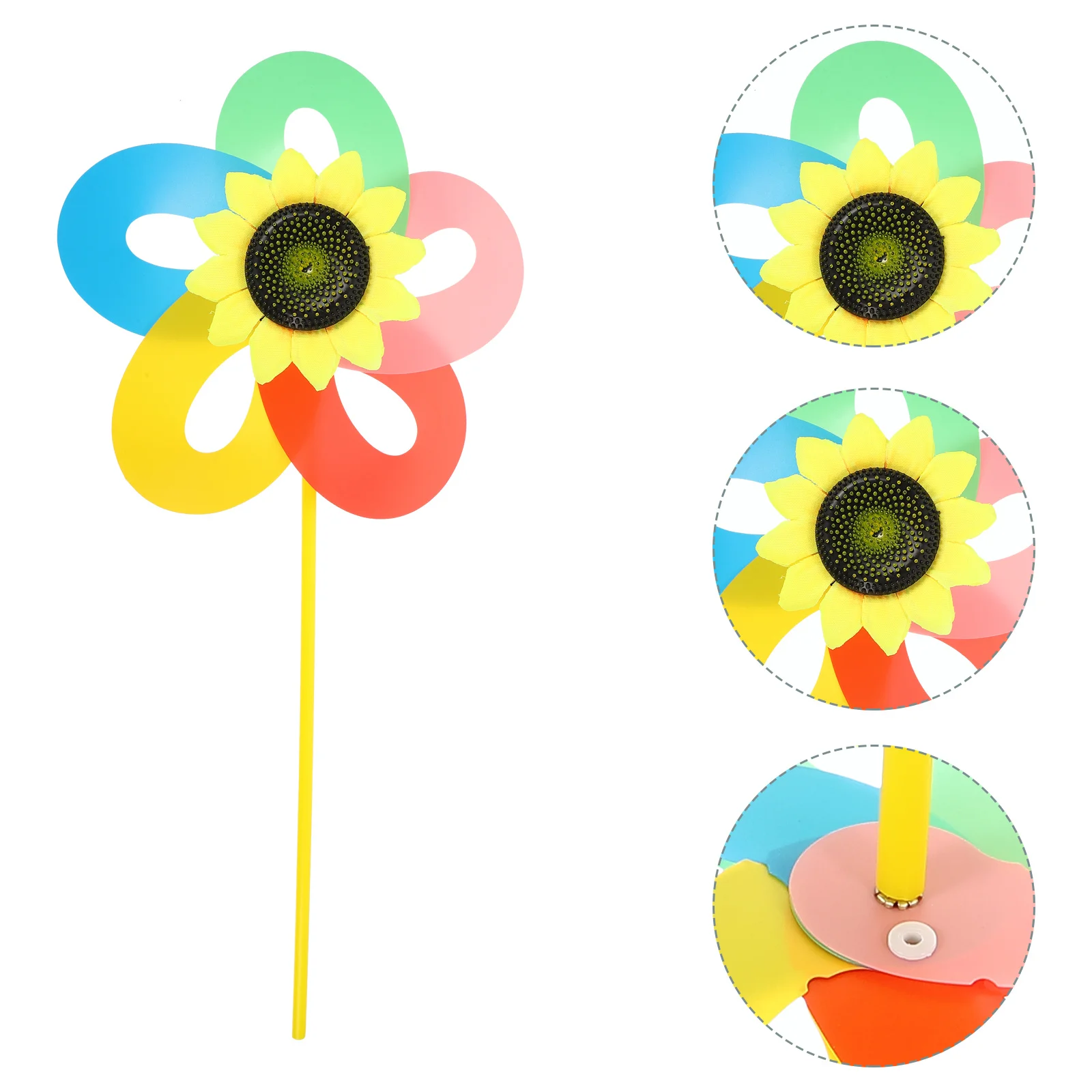 

2Pcs Outdoor Windmill Decor Sturdy Plastic Wind Spinners for Garden Courtyard Lawn Decor Colorful Landscape Pinwheel Scene