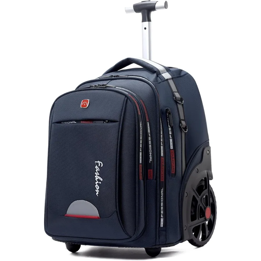 حقيبة ظهر مقاومة للماء للنساء والرجال حقيبة ظهر للكمبيوتر المحمول مع عجلات للبالغين تحمل على حقيبة الظهر بعجلات كبيرة لـ Tr #1