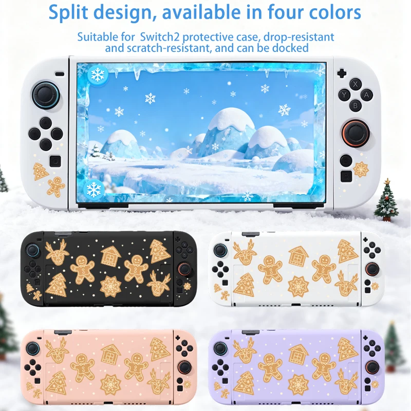 1 piece for Nintendo Switch2 Christmas style protective case，TPU soft shell，anti-fall，detachable protective cover
