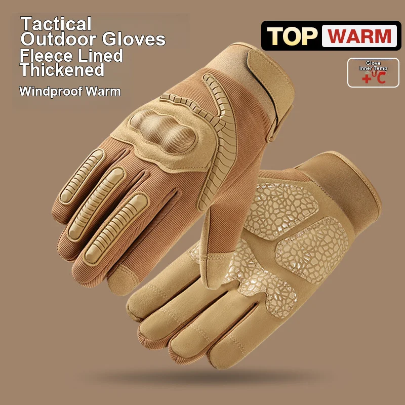 Full Finger Non Slip Cycling Gloves for Men Autumn Winter Warm Touch Screen for Motorcycle Mountaineering Fighting