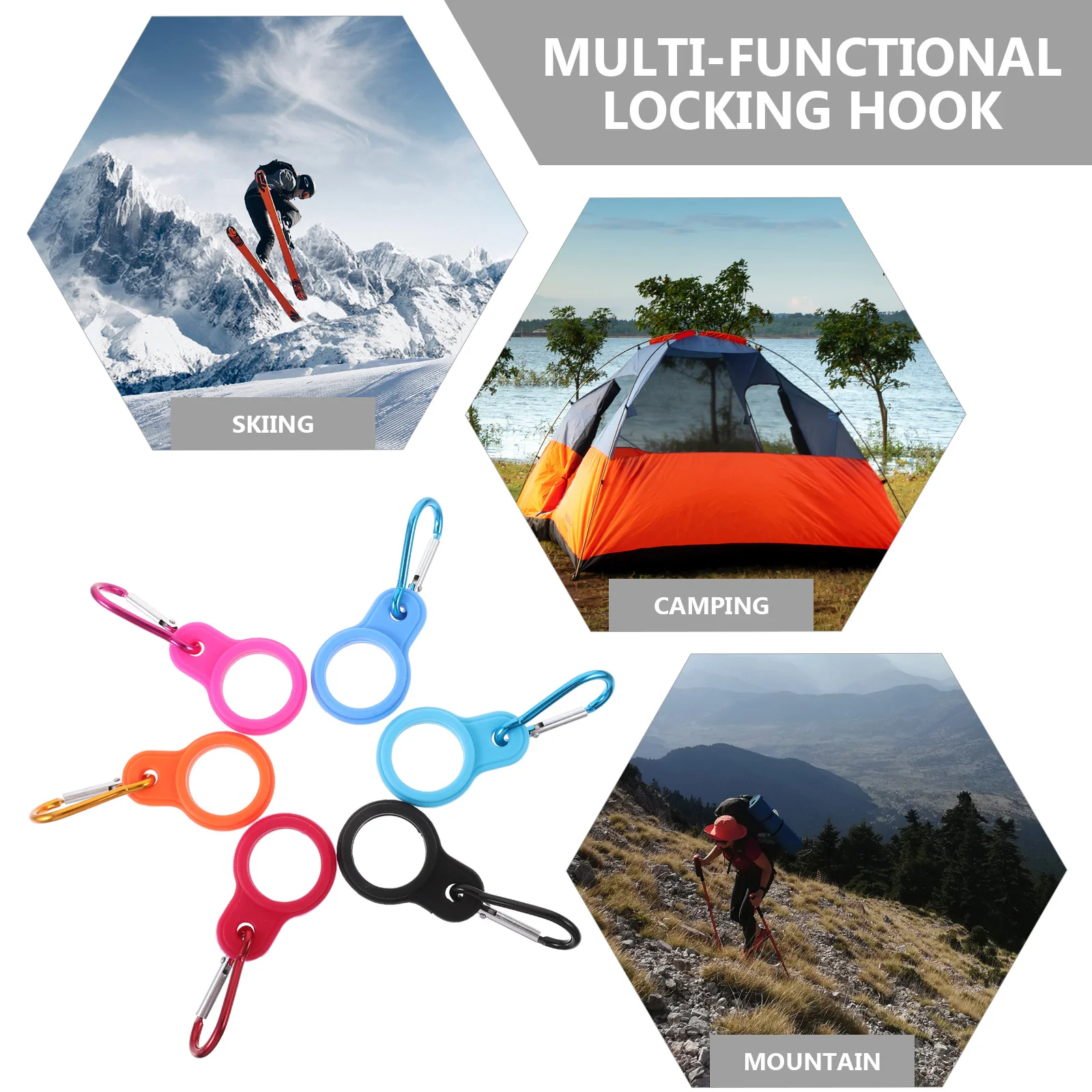 

6Pcs Water Bottle Buckle Heavy Duty Wear-Resistant Hanging Carabiner for Sports Trekking Mountaineering Adventure