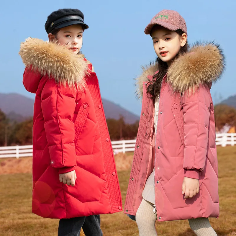 

Children overcoat Winter Girls clothing warm Down jacket girl clothes Parka real Fur Hooded Coat Outerwear kids snowsuit 5-16 Y