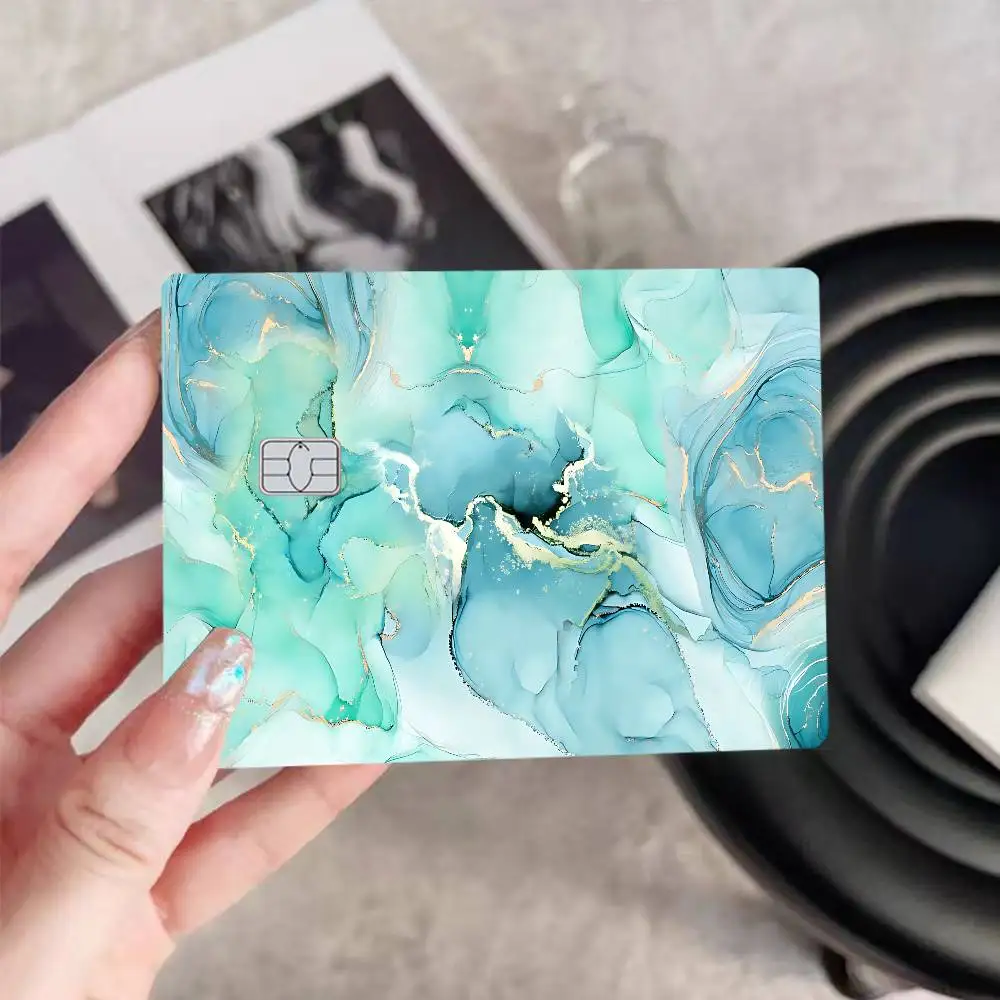 Autocollants de peau de carte de crédit en marbre noir or de luxe pour carte bancaire VISA carte de transport autocollant étanche anti-rayures femmes