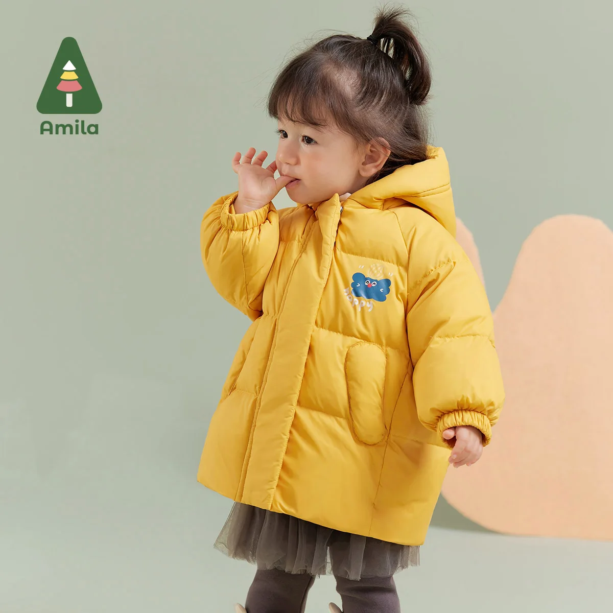 Amila Baby Children Down Jacket 2024 Winter New Multicolour Hooded Soft Cosy Warm Toddler Down Winter Coat  Baby Clothing