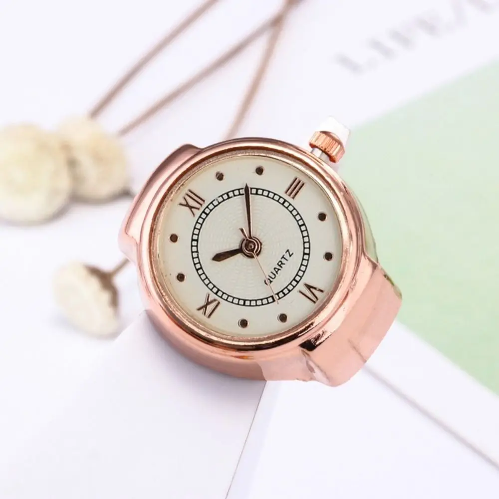 Fashion Alloy Quartz Watch Rings Mini Punk Elastic Strap Ring Vintage Ring Watches Gift