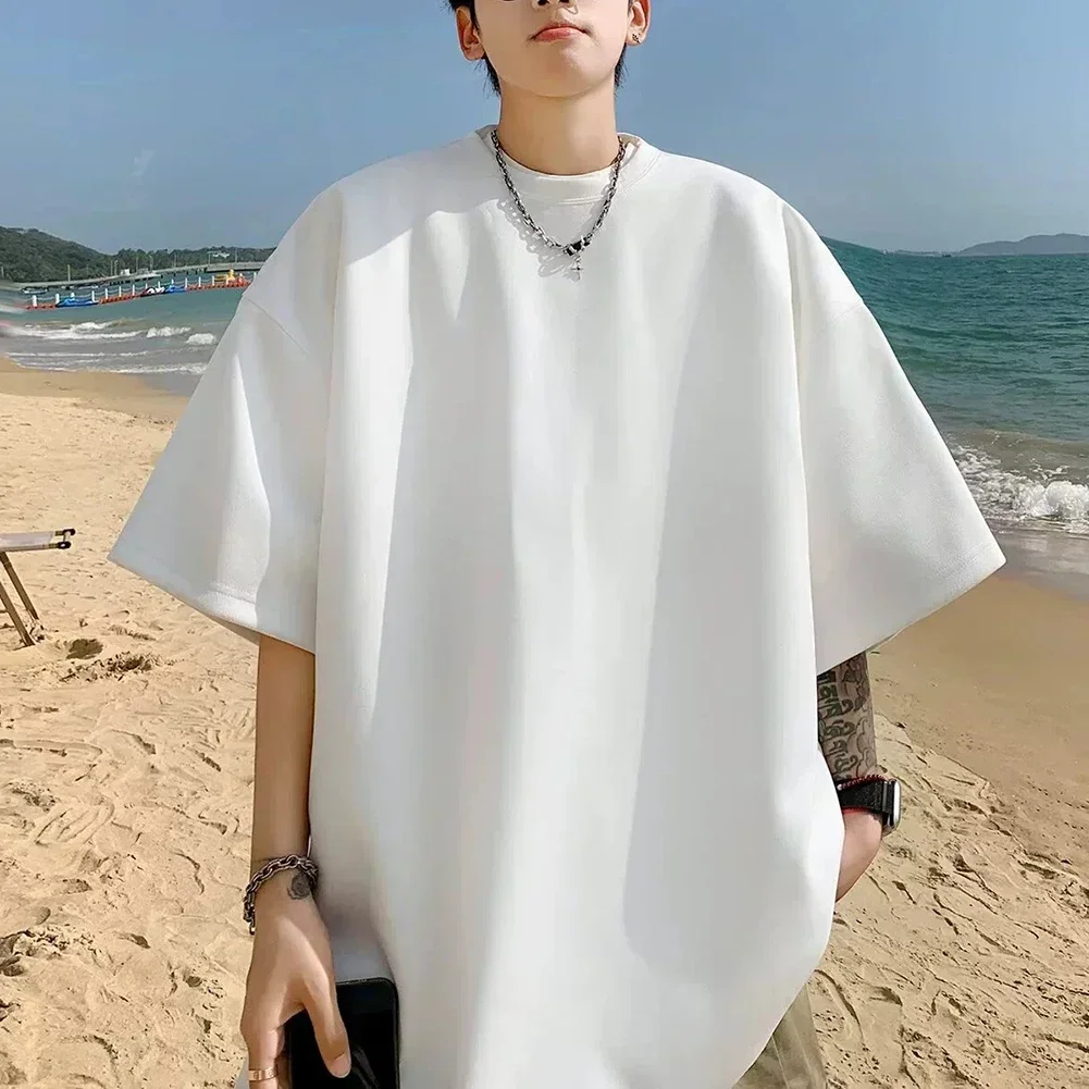 

Brand New Apricot Loose Short Sleeve Daily Wear Men's Apparel O Neck Neckline Regular Clothing Length Casual Daily Use For Men