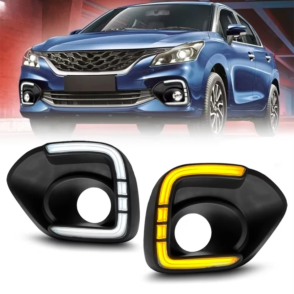 DRL For Suzuki Baleno 2022 2023 Car Daytime Running Light Front Fog Lamp Modification Led Flowing Turn Signal Lamp Accessories