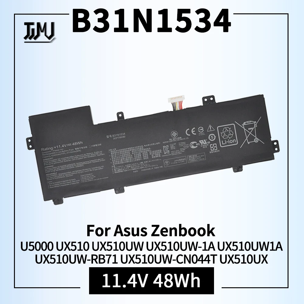 B31N1534 Laptop Battery for Asus Zenbook U5000 UX510 UX510UW UX510UW-1A UX510UW-RB71 UX510UW-CN044T UX510UX-1A UX510UX-CN020T-BE