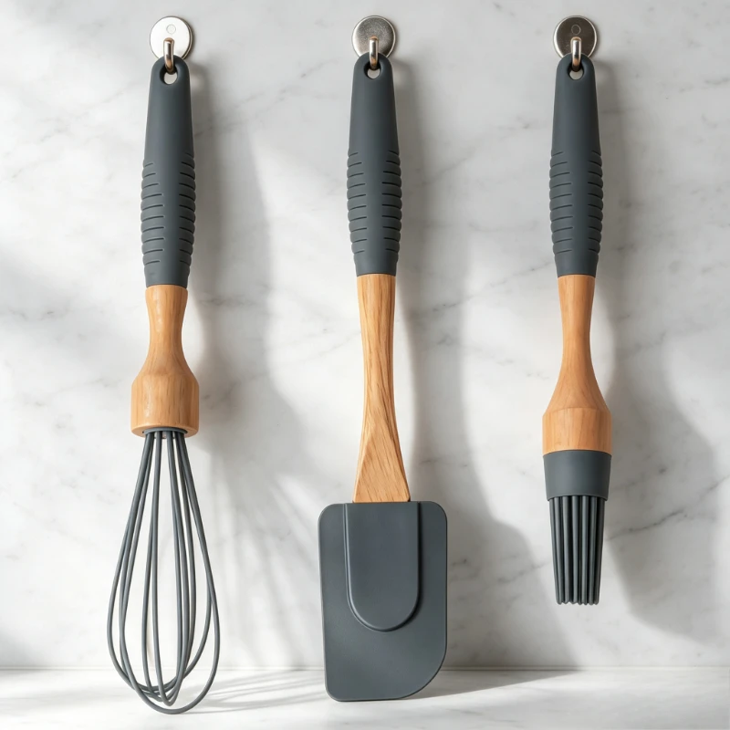 Baking Tool Set Silicone Spatula Basting Brush Egg Whisk 3Pcs Heat Resistant Kitchen Gadgets for Cake Cookie DIY Baking