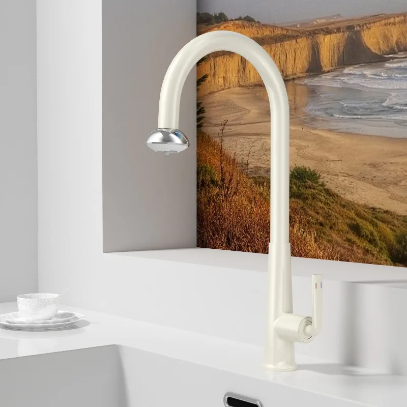 Nordic gun gray kitchen sink hot and cold pumping faucet rotating multi-gear water outlet mode vegetable basin faucet