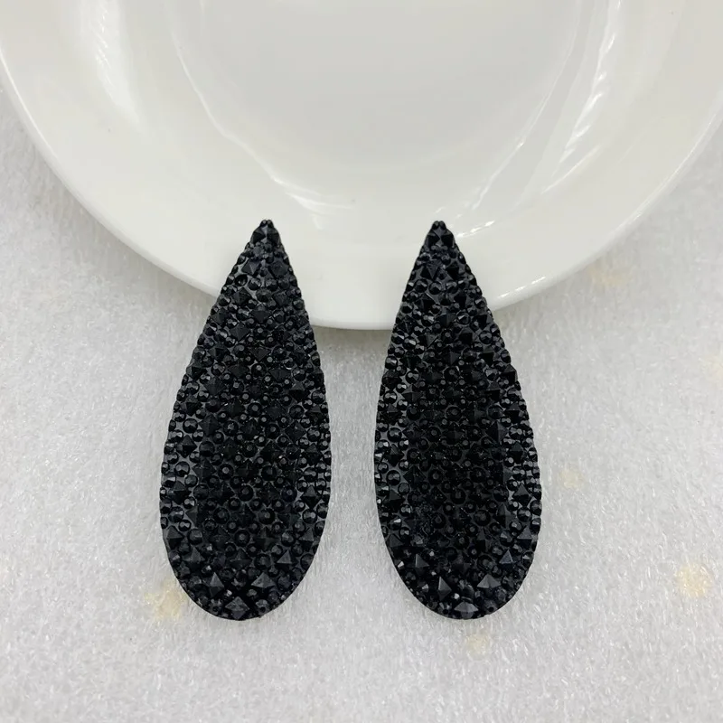 12pcs 18*47mm black water drop Rhinestone Applique Crystal Stone Flat Back Strass for Crafts DIY jewelry accessories craft