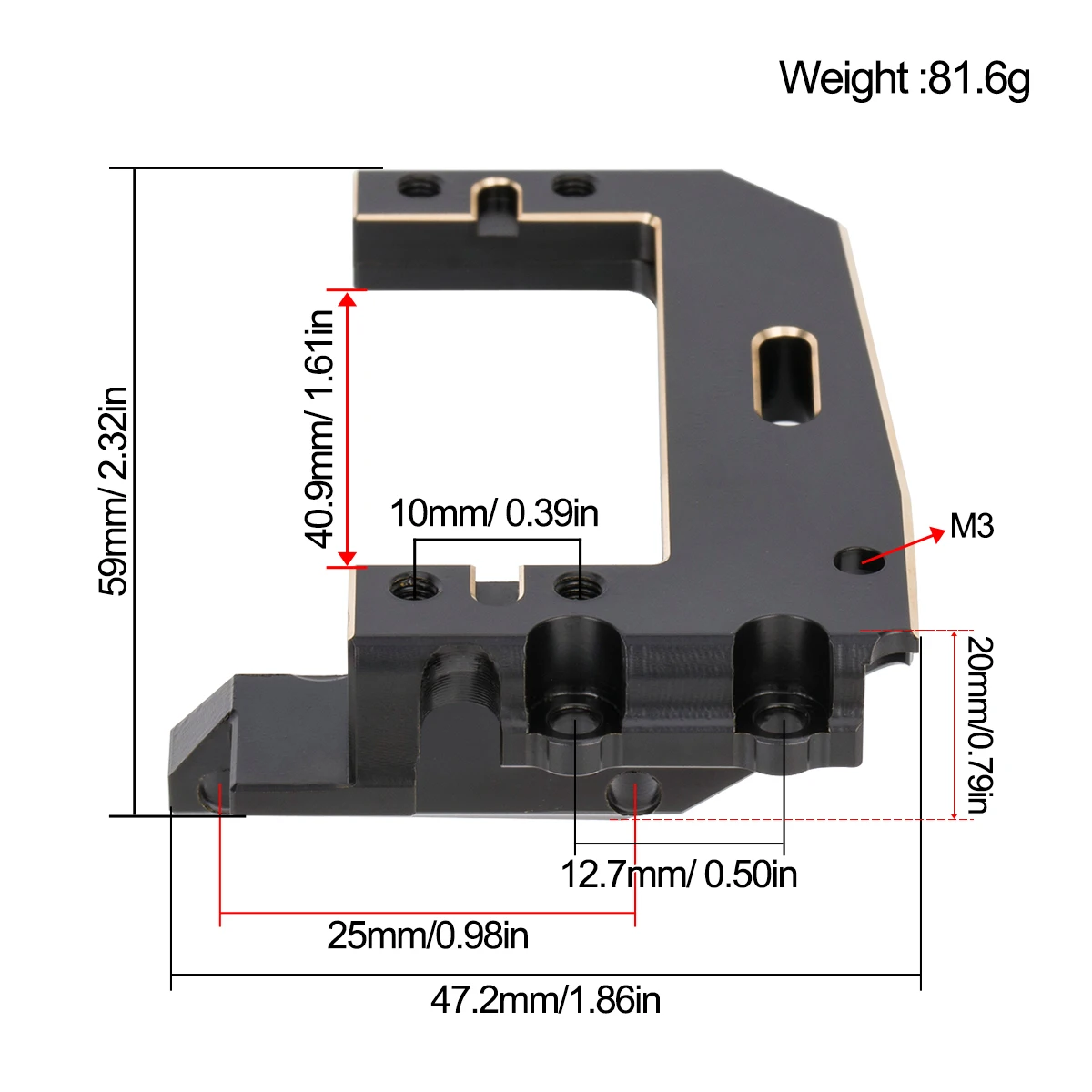 Machined Brass Servo Mount Bracket for Vanquish H10 Optic Sparco Yokohama RTR 1/10 RC Crawler Upgrades Parts Accessories