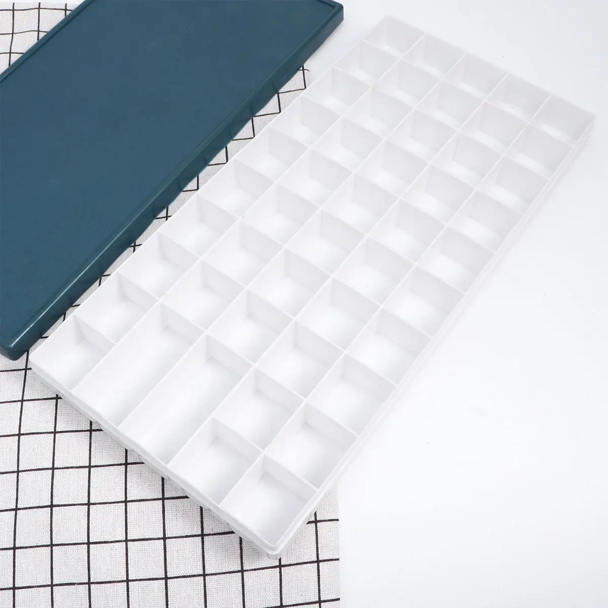ソフトカバーペイントボックス-48-グリッド-軽量で耐久性のある蓋デザイン-ペイントトレイ-diy-ペイントツール-学生用-グワッシュ-水彩油絵具