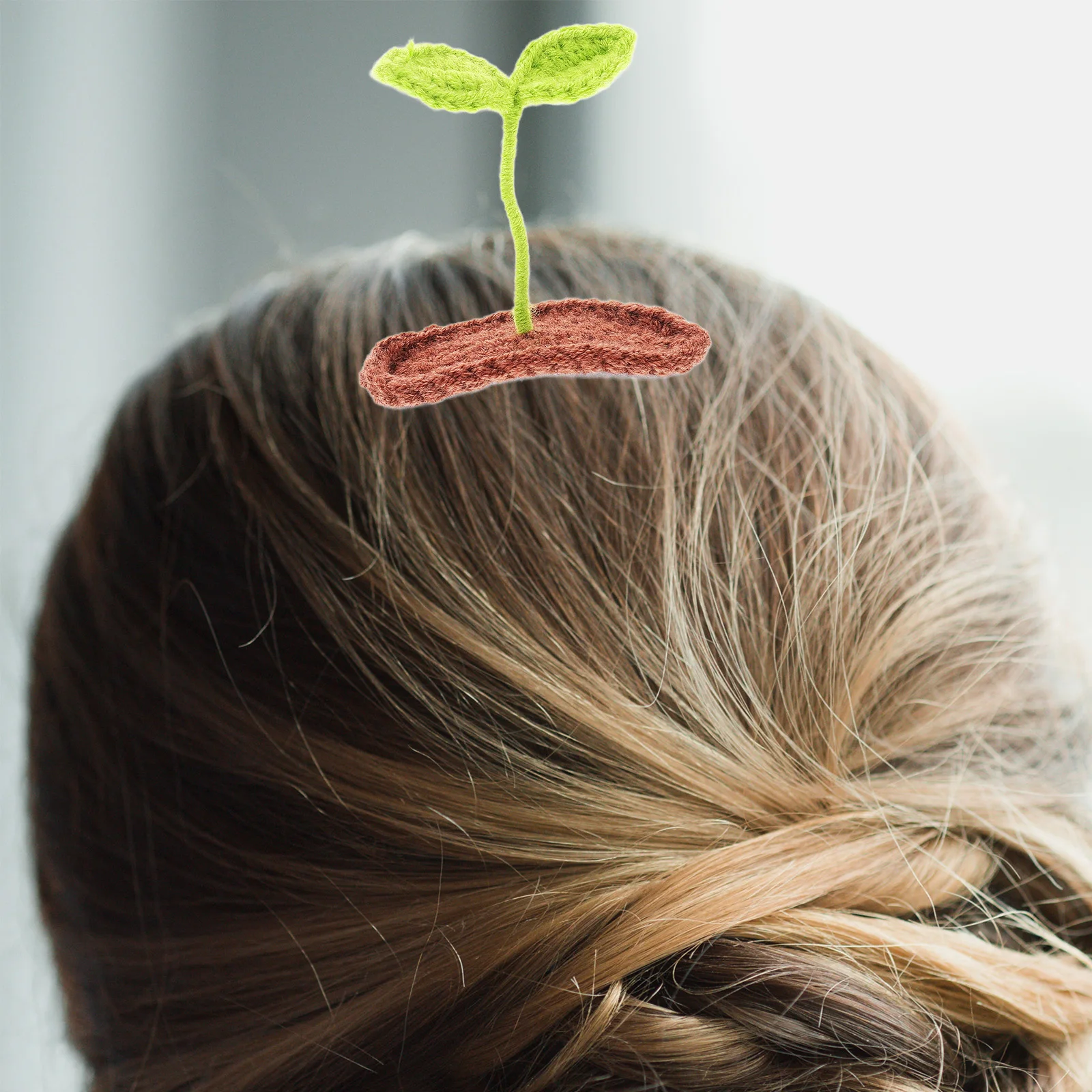 4 pcs Bean Cute Woven Sprout Clips For Decorative Hair Accessories Plant Sprout Clips Hair Styling Tools