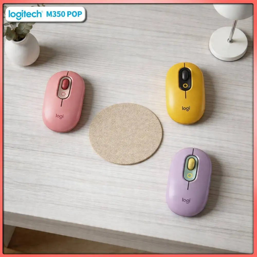 Logitech M350 POP Mouse High-Precision 1000 DPI Bluetooth USB Silent Touch for High-End Gaming Desktop Custom Rig Use