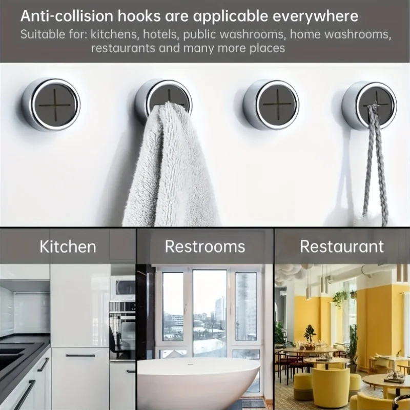 1/3/6pcs Kitchen Towel Hooks Round Adhesive Dish Towel Hook Easy Installation Wall Mount Hand Towel Hook Holders image 4