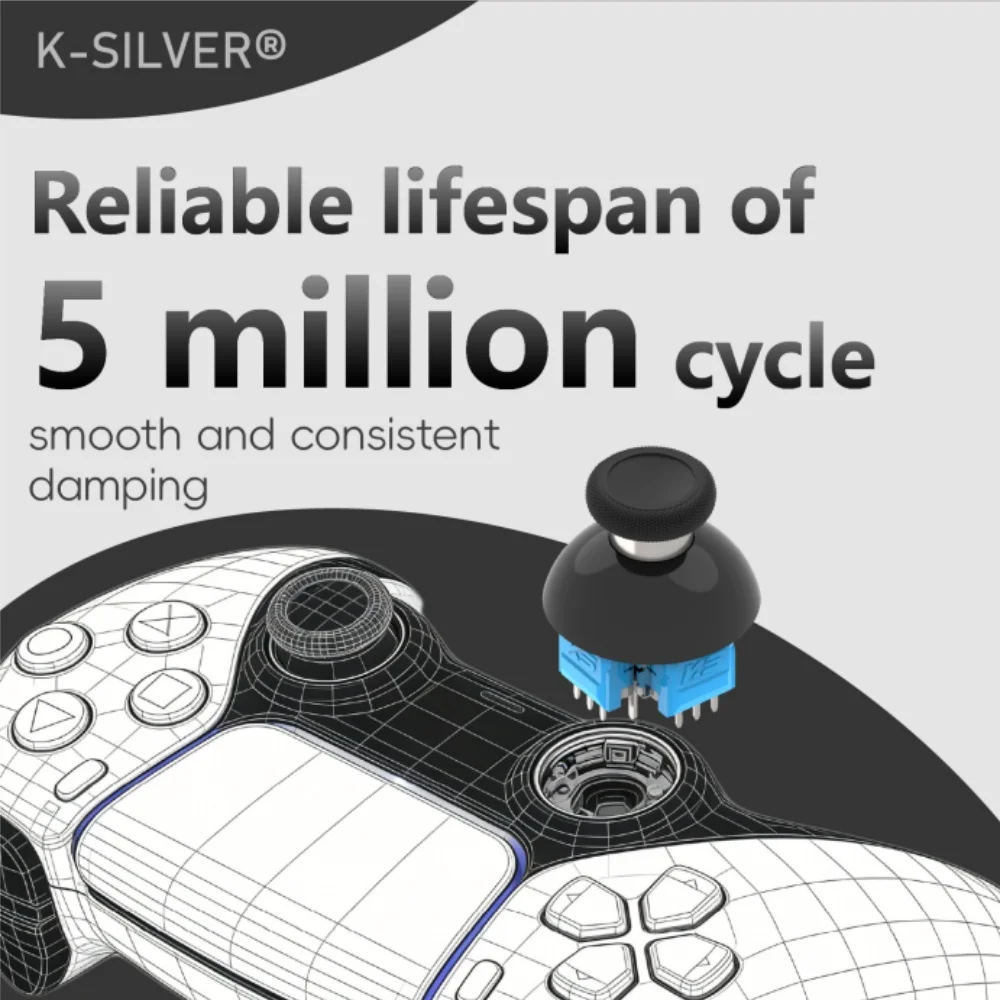K-SILVER JT13-009 320 °   Regulowany naciąg joysticka magnetycznego TMR do PS5, siła 30-80gf, moduł naprawczy joysticka zapobiegający dryfowaniu. — zdjęcie produktu 4