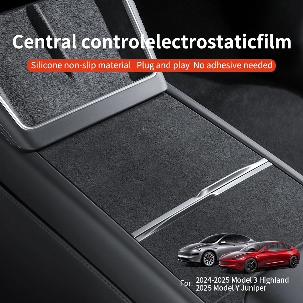 Image of YZ Für Tesla Modell 3Y Highland Juniper Zentrale Bedienfeld Elektrostatische Adsorption Aufkleber Wildleder Film Zentrale Steuerung Abdeckung