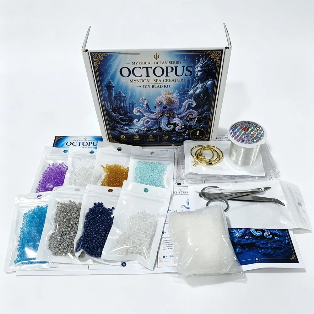 3D Design Ocean Animals Beaded Kits Beginner Friendly Material Package DIY Beadwork Craft Kit Bead Craftsmanship Handmade