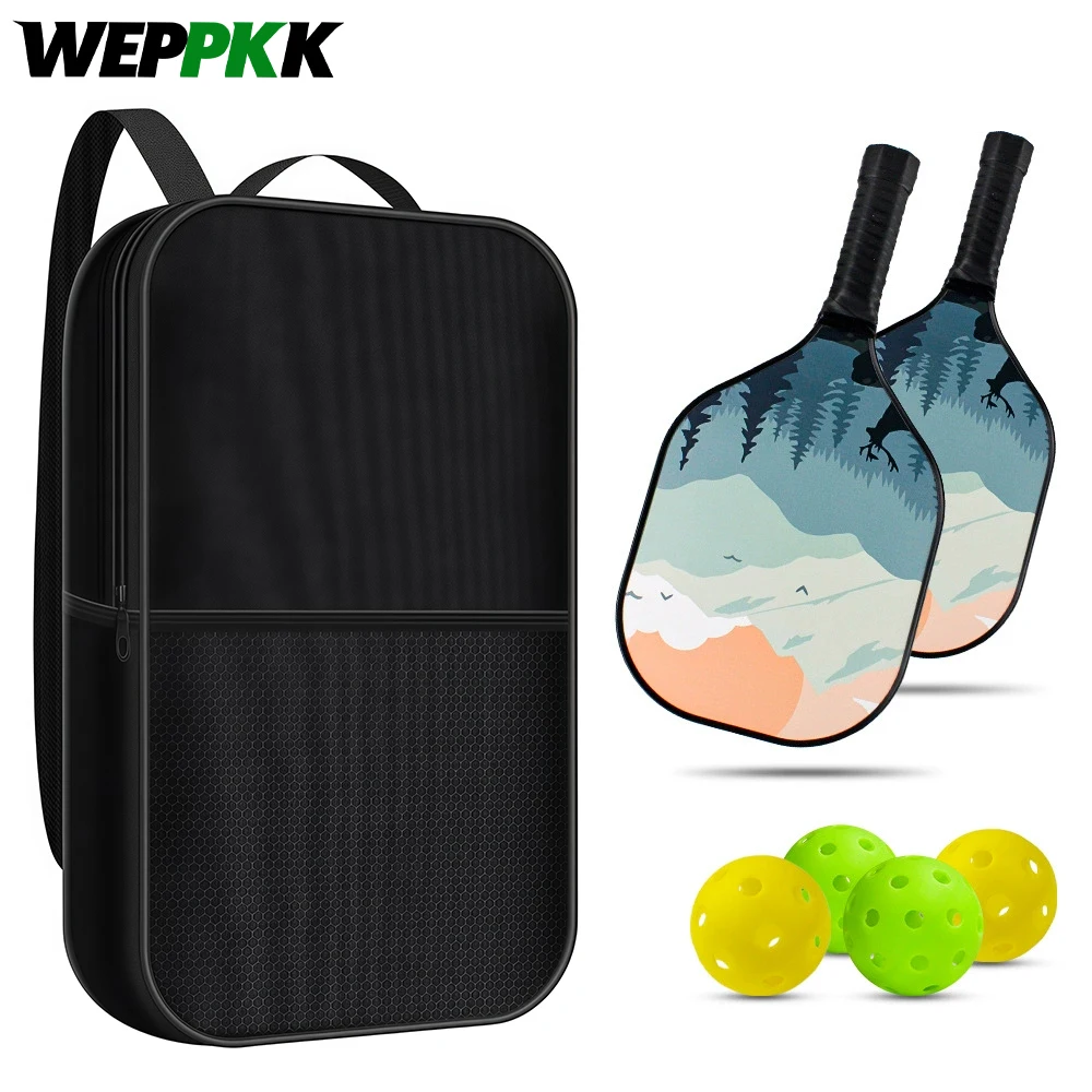 1Pcs Pickleball Paddle Bag for Men & Women, Water-Repellent Backpack with Adjustable Strap, Fits 2 Paddles & 4 Balls