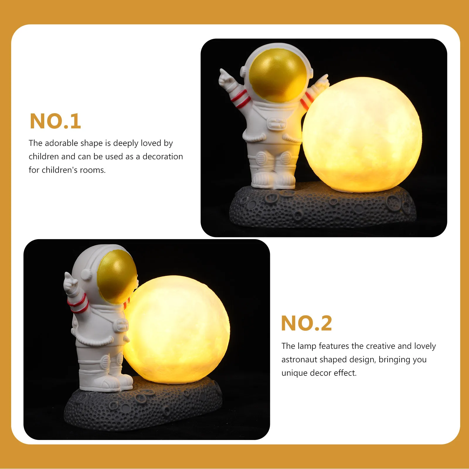 

1Pcs Astronaut Night Light Mini Spaceman Shaped Resin Lamp Warm Atmosphere Desktop Decoration for Room Adorable Night Lamp