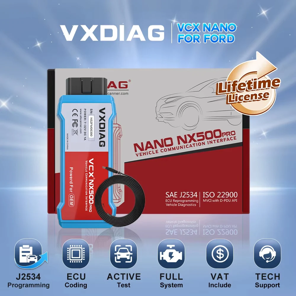 Picture: VXDIAG VCX NANO NX500 OBD2 Scanner ECU Coding For Ford / Mazda IDS VCM All System Diagnostic J2534 Programming Smart Key PCM DPF Lifetime Free Update License