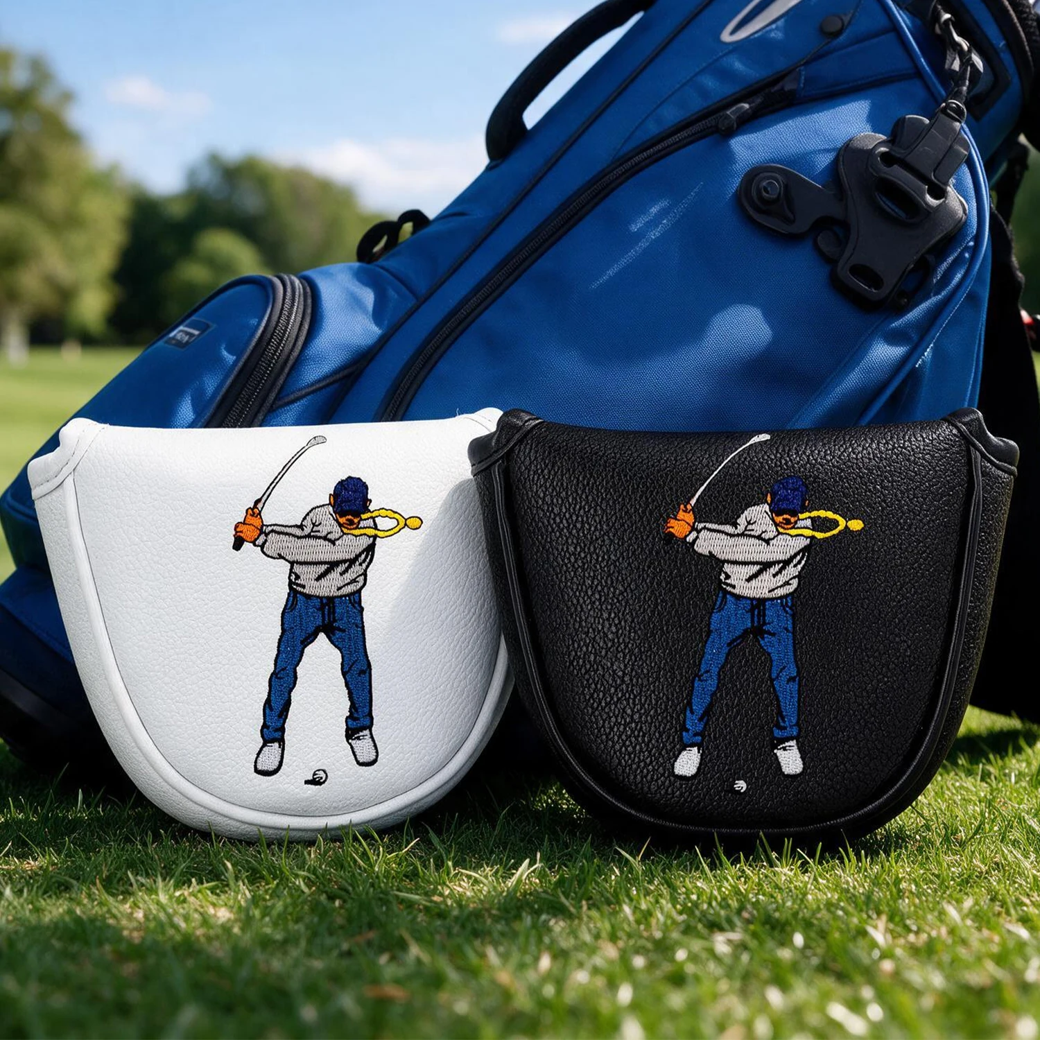 1個入り、マレット型ゴルフパターヘッドカバー。白／黒のゴルフ - Golf Clubs のレビューと価格