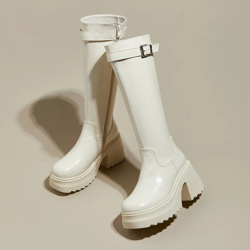 AIYUQI Long Boots Women 2026 New Women's High Heel Boots 10cm Heel High Platform Fashion Skinny Rider Boots Women