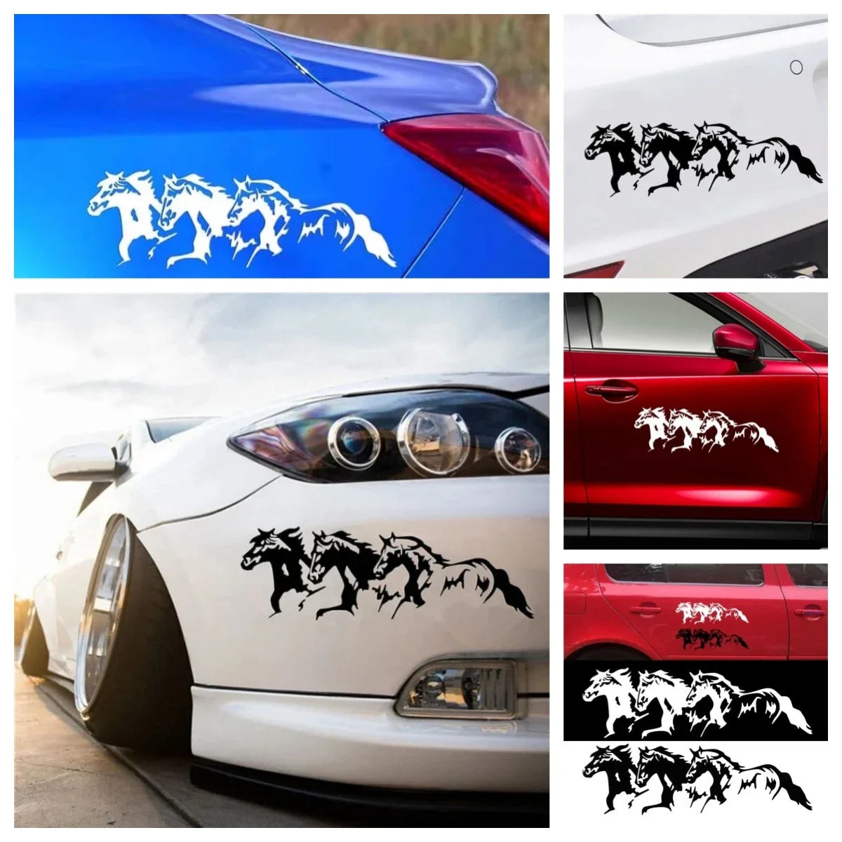 Car Sticker Running Horses Vinyl Waterproof Removable Decal Self-adhesive Car Auto Stickers Accessories