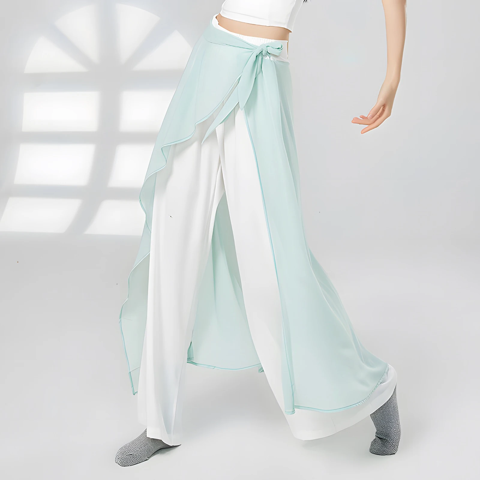 Modern Dance Pant For Women Wide Leg Chiffon Loose High Waisted Trousers Lady Classical Dance Practice Basic Pant Stage Costume