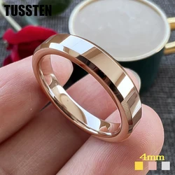 TUSSTEN-banda de boda de tungsteno para hombres y mujeres, 4MM, acabado pulido biselado, ajuste cómodo