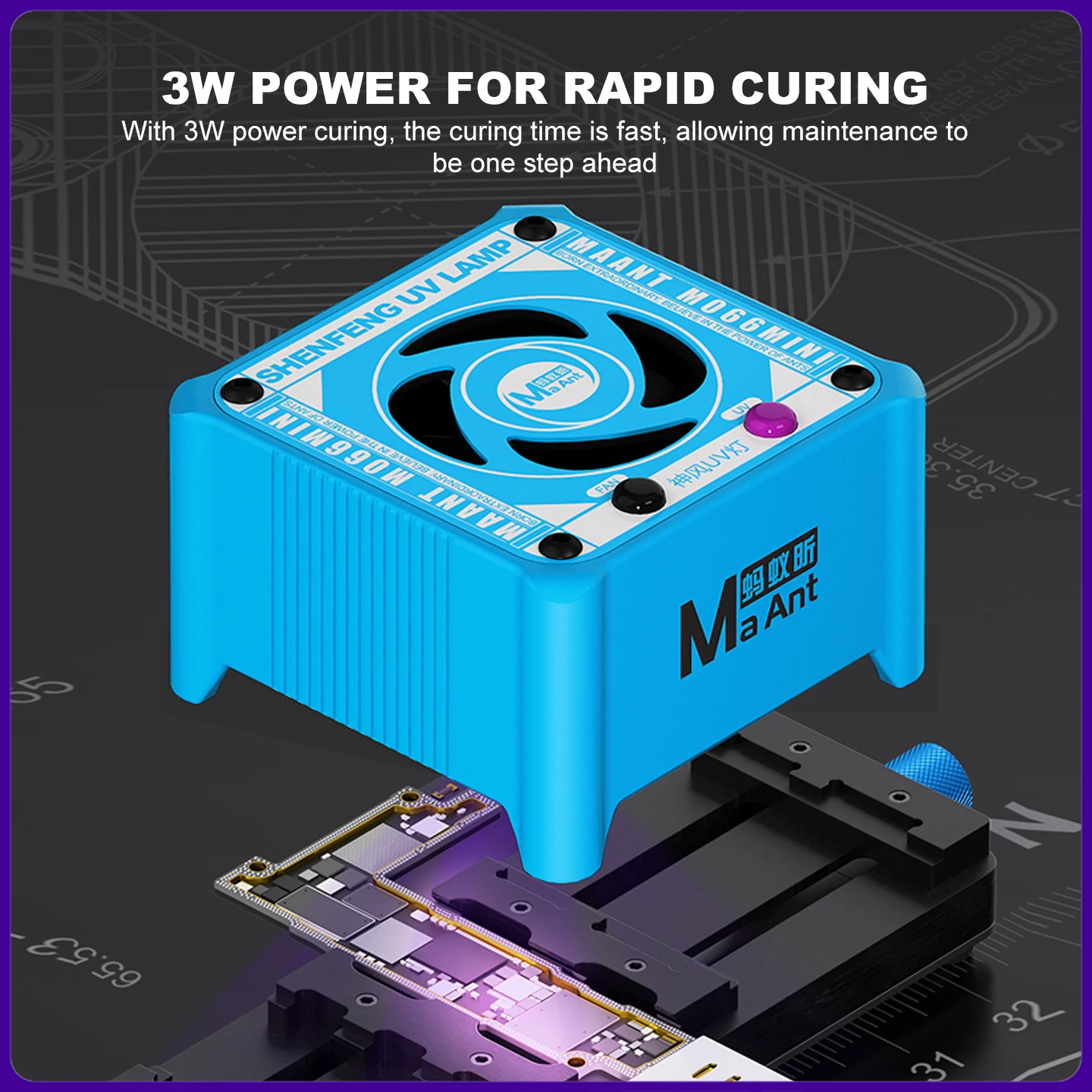 

MAANT M066 Mini 2 IN 1 UV Curing Light Lamp with Cooling Fans Solder Oil UV Adhesive Curing for Mobile Phones IC Chip PCB Repair