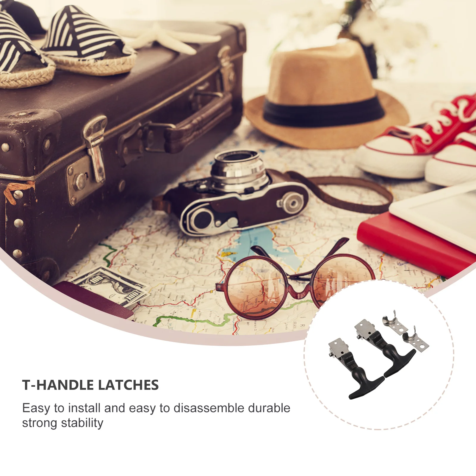 2 قطعة T-مقبض المزالج الفولاذ المقاوم للصدأ المطاط هود الصيد ل T-مقبض غلق بمشبك مع قوس أداة صندوق محرك السيارة غلق بمشبك مرن #5