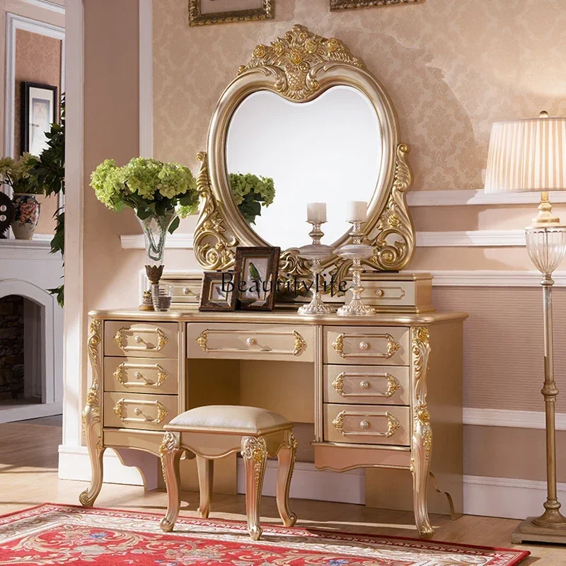 

yj9 French Style Makeup Table Dresser European Style Solid Wood Dresser Luxury Elegant High-End Sense