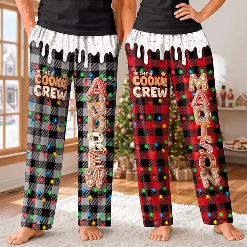 Fun Prank, Fake Butt Sleepwear Christmas Family Pajamas Checkered Pattern Casual Pants Men's Jokes Home Clothes Prank Gifts