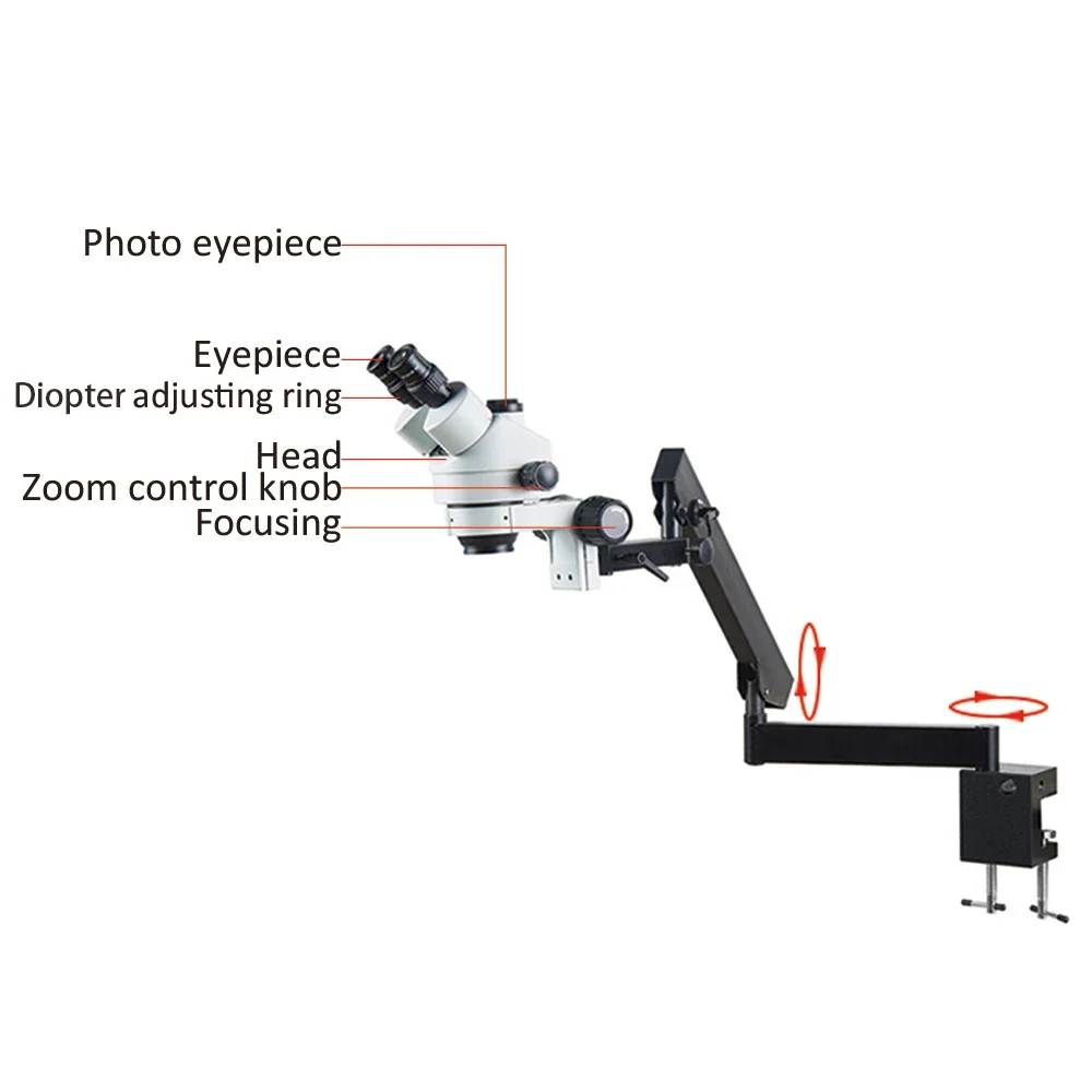 Continuous Zoom Bracket Auxiliary Objective Lens 2X High-Definition Wide-Angle Professional Trinocular Microscope Welding Use