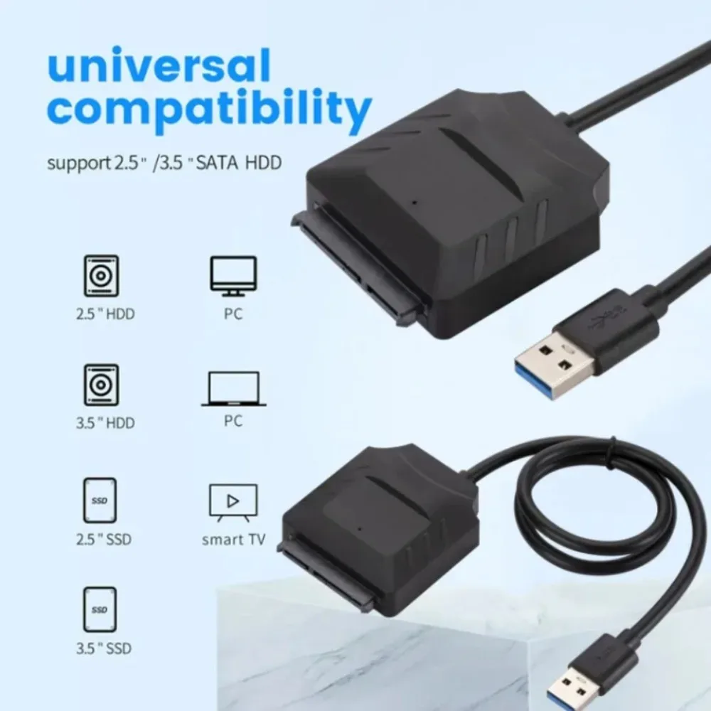 Sata ke USB 3.0 kabel adaptor USB ke SATA 3 kabel mendukung 22 Pin 2.5 3.5 inci konektor komputer Hard Disk SSD HDD eksternal