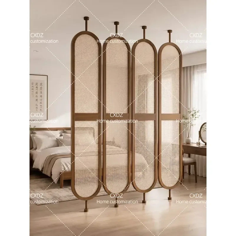 Song Style Zen Solid Wood Screen Partition Upright Rotatable Room Divider for Living Room Bedroom Entryway Home Decor Shelter
